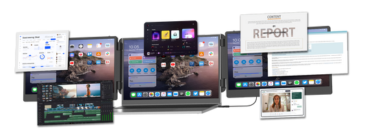 KEFEYA's portable laptop extended monitor turns your laptop into a triple monitor setup, boosting work efficiency by over 200%. Ideal for work and presentations.