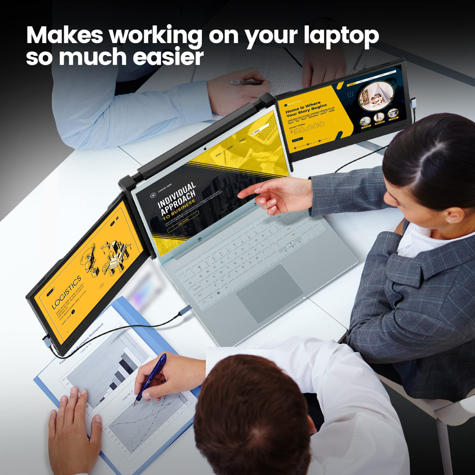 KEFEYA Portable Monitor for Laptop, 14” Full HD IPS Display, Laptop Screen  Extender, Work with 13”-17” Mac Windows Chrome