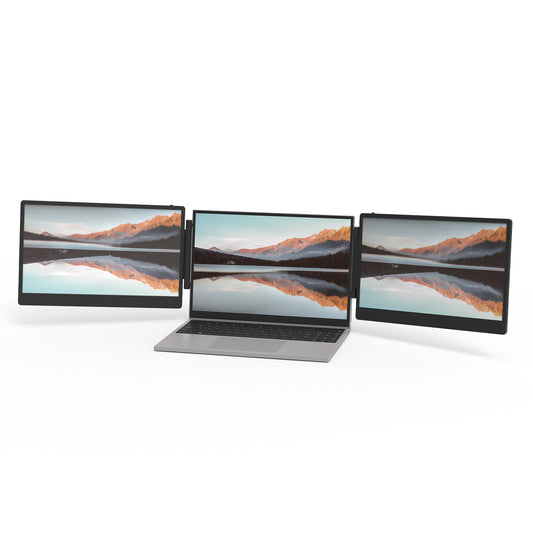 KEFEYA S3 Triple Laptop Screen Extender, 14"Triple Screen Laptop Monitor Extender, FHD 1080P IPS Triple Portable Monitor for 13-17.3" Laptops with USB-C/HDMI Port, for Windows/Mac/Chrome/Surface/Switch/PS5, Plug n Play