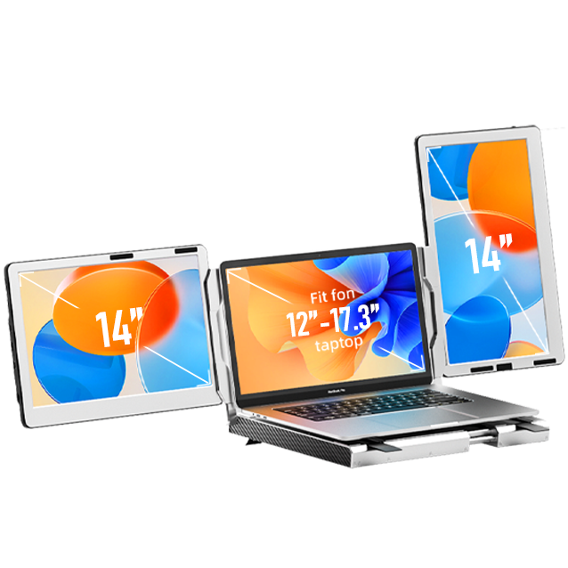 KEFEYA Triple Écran Portable Moniteur, 12 1080P FHD IPS, Alimenté par USB,  Laptop Screen Extender Compatible avec Les Ordinateurs Portables Mac, PC,  Chrome 13-16 : : Informatique