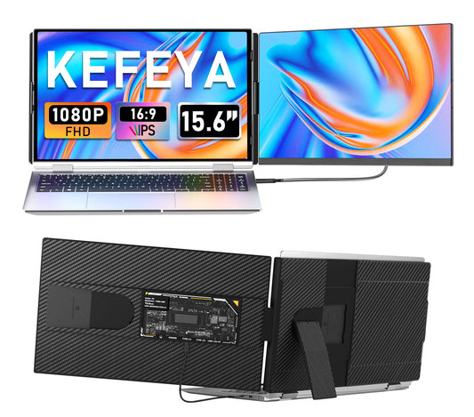 KEFEYA P5 Laptop Screen Extender, 15.6" FHD 1080P IPS Laptop Monitor Extender Detachable, Portable Monitor for Laptops 13-17.3" with Colorful Light, Plug n Play for Windows/Mac/Android/Switch/PS5