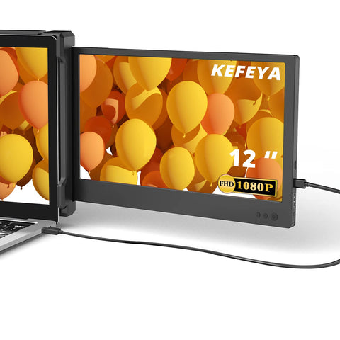 KEFEYA P1 Portable Monitor Laptop Screen Extender, 12" Dual Full HD IPS Display For Laptop 13.3-16.5''